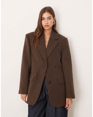 Mango Oversized Brushed Tailored Blazer - Brown