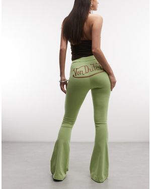 Von Dutch Low Rise Flare Trousers With Bum Graphic - Green