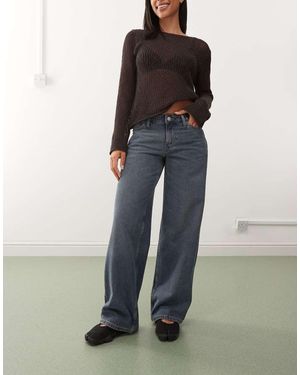 Weekday Vaqueros Holgados De Talle Bajo Con Lavado Empolvado Ample De - Azul