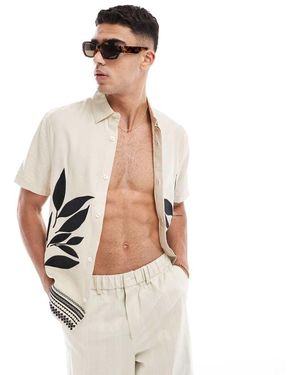 River Island Embroidery Leaf Shirt - White