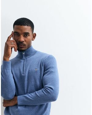 GANT Classic Cotton Half Zip Sweatshirt - Blue