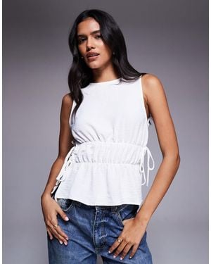 ASOS Tie Side Ruched Detail Top - White