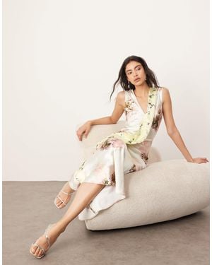 ARRANGE Asymmetric Paneled Maxi Dress - Natural