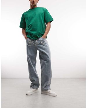 ICECREAM Scoop Denim Jeans With Running Dog Appliqué - Green
