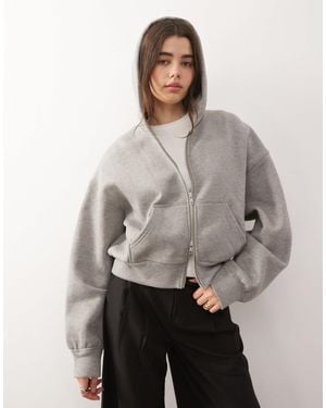 Weekday Oversized Boxy Fit Zip Through Hoodie - Gray