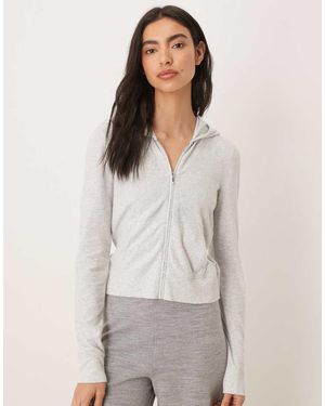 Abercrombie & Fitch Zip Through Lounge Hoodie - White
