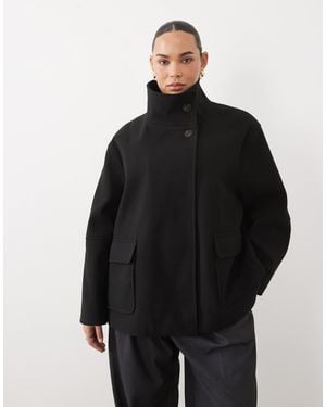 ASOS Asos Design Curve Funnel Neck Formal Harrington Jacket - Black