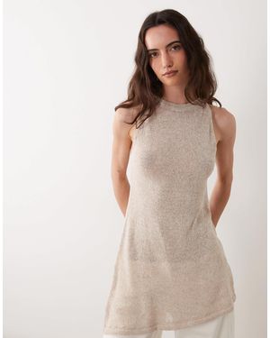ASOS Open Stitch Knitted Asymmetric Top Co-Ord - Brown