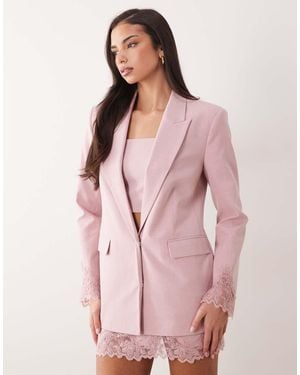 ASOS Blazer With Applique Lace - Pink