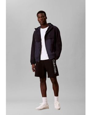 Calvin Klein Embroidered Cotton Terry Shorts - Blue