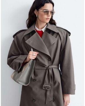 & Other Stories Double Breasted Belted Trench Coat - Grey