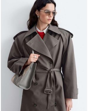 & Other Stories Abrigo Trench Cruzado Con Cinturón En Topo - Gris