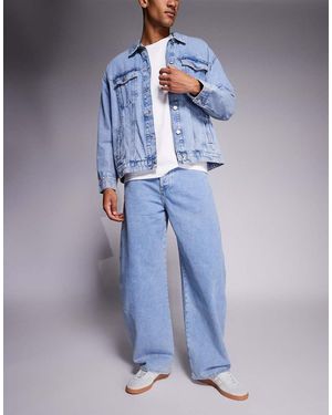 Sixth June Vaqueros Azules De Corte Bombacho Extragrande Con Lavado Claro De