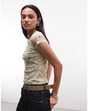 AllSaints Ellie Short Sleeve Floral Mesh T-shirt - White