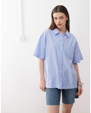 Monki Oversized Short Sleeve Shirt - Blue