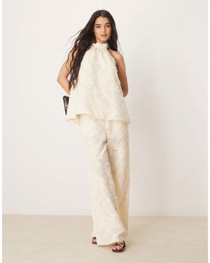 ASOS Tailored Textured Straight Leg Pants - Natural
