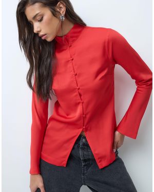 ASOS Satin Button Up Blouse - Red