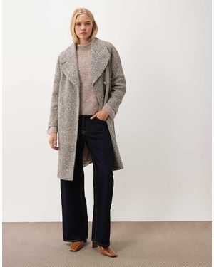 Vila Abrigo Midi Formal Oversize Con Solapa En Crema Jaspeado-Blanco - Neutro