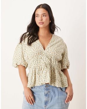 Nobody's Child Cordellia Puff Sleeve Crop Top - Multicolor