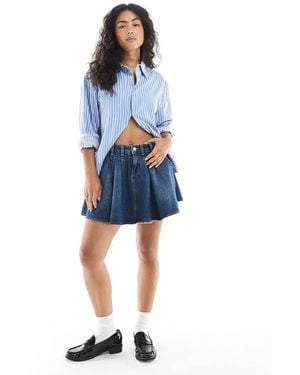 ASOS Denim Pleated Mini Skirt - Blue