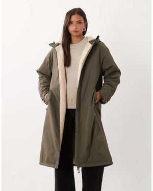 ASOS Lange Regenjas Met Borgvoering - Naturel