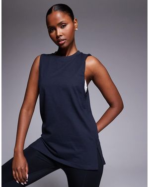 4505 Icon Cotton Drop Armhole Singlet With Quick Dry Finish - Blue