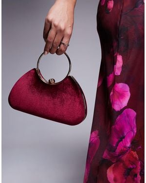 True Decadence Velvet Clutch Bag With Detachable Crossbody Strap - Purple