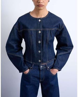 TOPSHOP Denim Cinch Back Shirt With Ovoid Sleeve - Blue