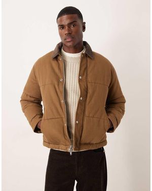 Abercrombie & Fitch Washed Twill Puffer Jacket - Natural