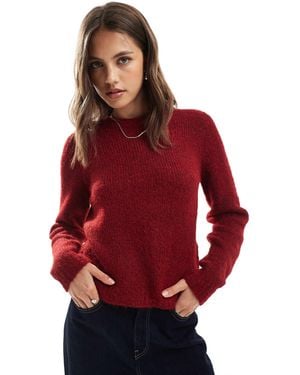 Vero Moda Soft Fluffy Knit O-neck Sweater - Red