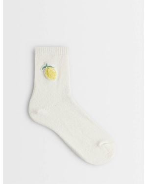 Boux Avenue Cosy Sock With Lemon Detail - White