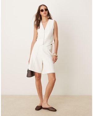 Y.A.S Tailored Twill Seam Front Longline Short Co-ord - Natural