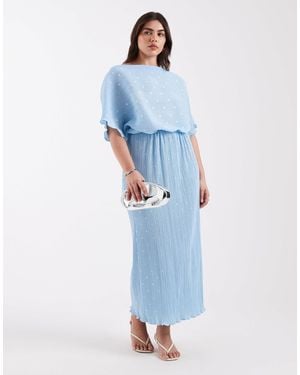 Never Fully Dressed Tilly Off Shoulder Plisse Maxi Dress - Blue