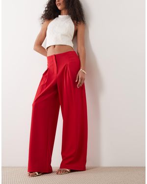 ASOS Slinky Twill Tailo Slouchy Wide Leg Trouser - Red
