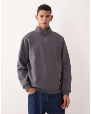 ASOS Essentials Half Zip Sweatshirt - Grey