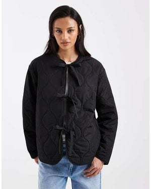 ONLY Tie Front Quilted Jacket - Black