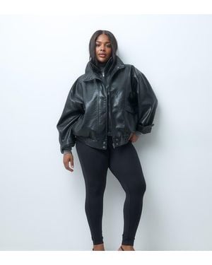 ASOS Asos Design Curve Bomber Oversize Effetto Pelle Nera - Blu