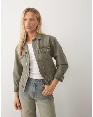 Calvin Klein Denim Jack Met Getailleerde Taille - Grijs