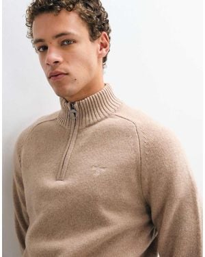 Barbour Newtown Knitted Half Zip Sweatshirt - Brown