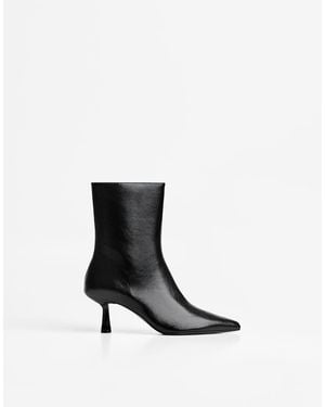 Bershka Kitten Heel Ankle Boots - White