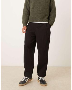 ASOS Relaxed Tapered Twill Trouser - Black