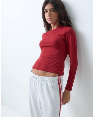 Abercrombie & Fitch Baby Tee Senza Cuciture A Maniche Lunghe Rossa - Rosso