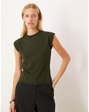 ASOS Top Verde Estructurado Con Detalle De Corsé De Punto De