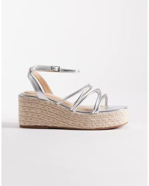 SEQWL Strappy Espadrille Wedge Sandals - White