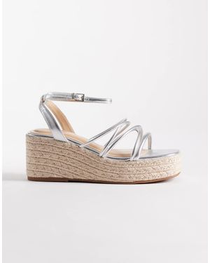 SEQWL Espadrilles Met Sleehak En Bandjes - Wit