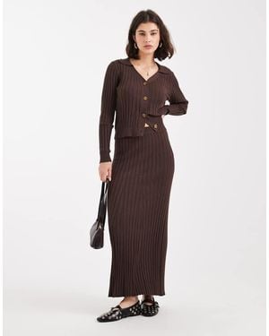 Object Rib Knitted Maxi Skirt Co-ord - Brown