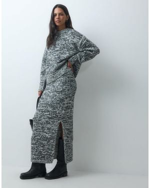ASOS Salt And Pepper Stitch Maxi Skirt Set - Grey