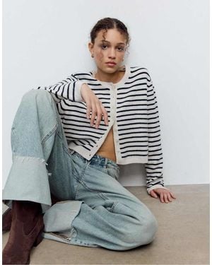 Stradivarius Soft-Touch Knit Cardigan With Buttons - Grey