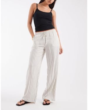 Vero Moda Linen Touch Wide Leg Pants With Drawstring Waist - White