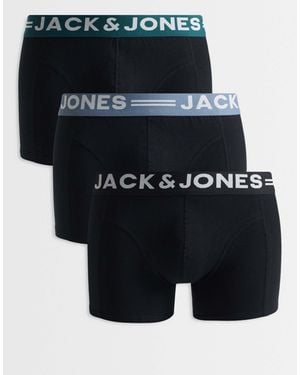 Jack & Jones 3 Pack Contrast Waistband Trunks - Blue